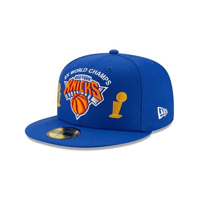 NBA New York Knicks Championship Trophy 59Fifty Fitted (HFI7754) - Blue New Era Caps